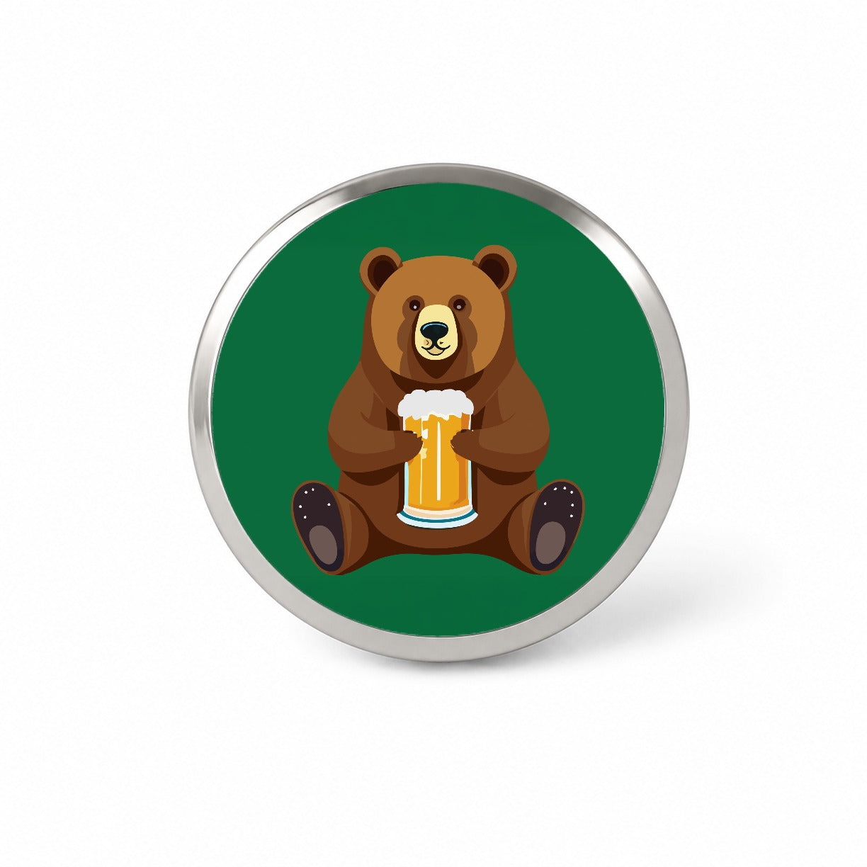 Bear Drinking Beer Sitting Funny Novelty Hat Backpack Lapel Pin