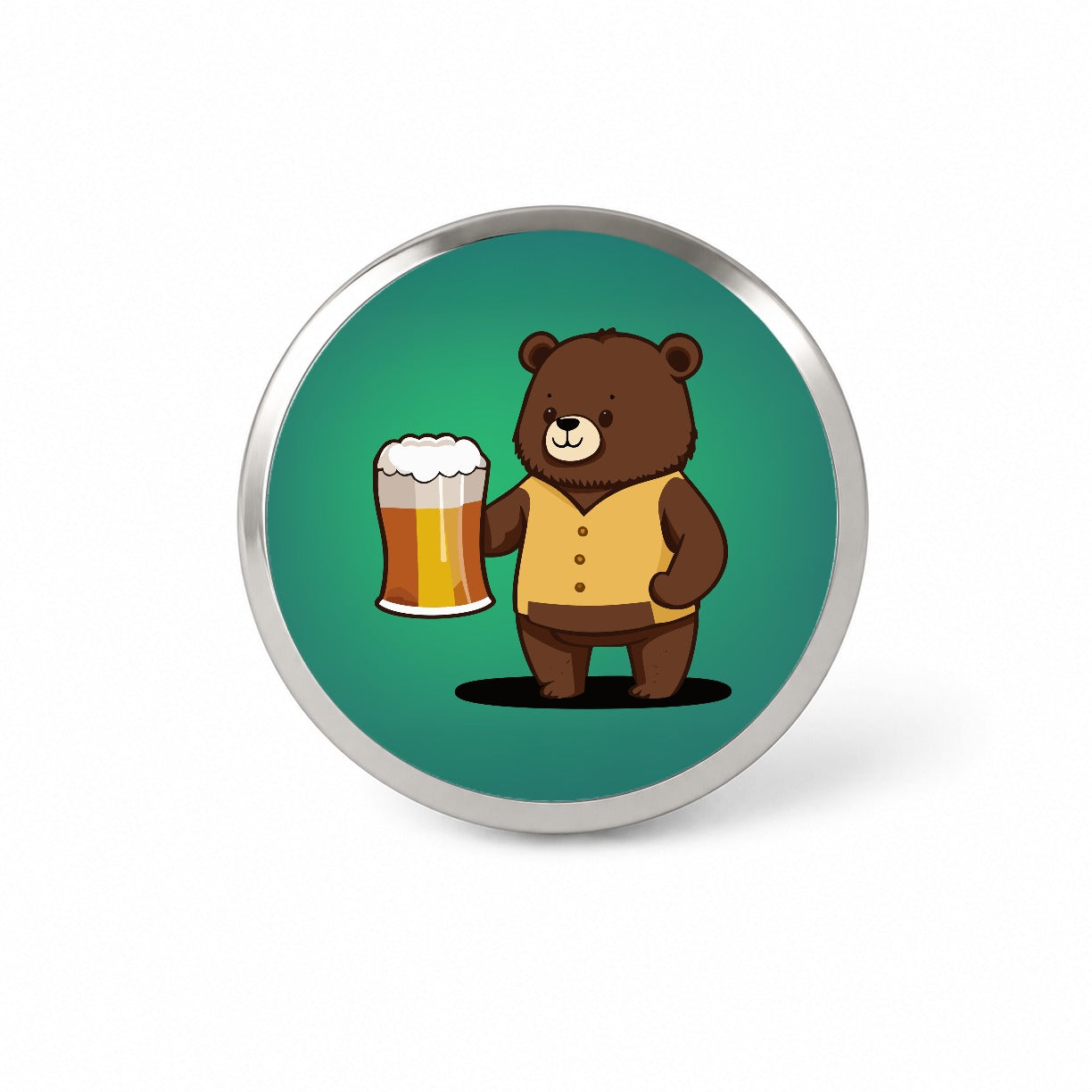 Bear Drinking Beer Standing Funny Novelty Hat Backpack Lapel Pin