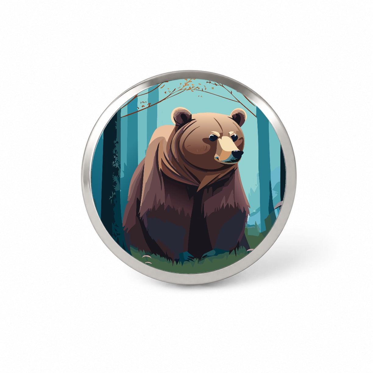 Bear in Forest Woodland Wilderness Novelty Hat Backpack Lapel Pin