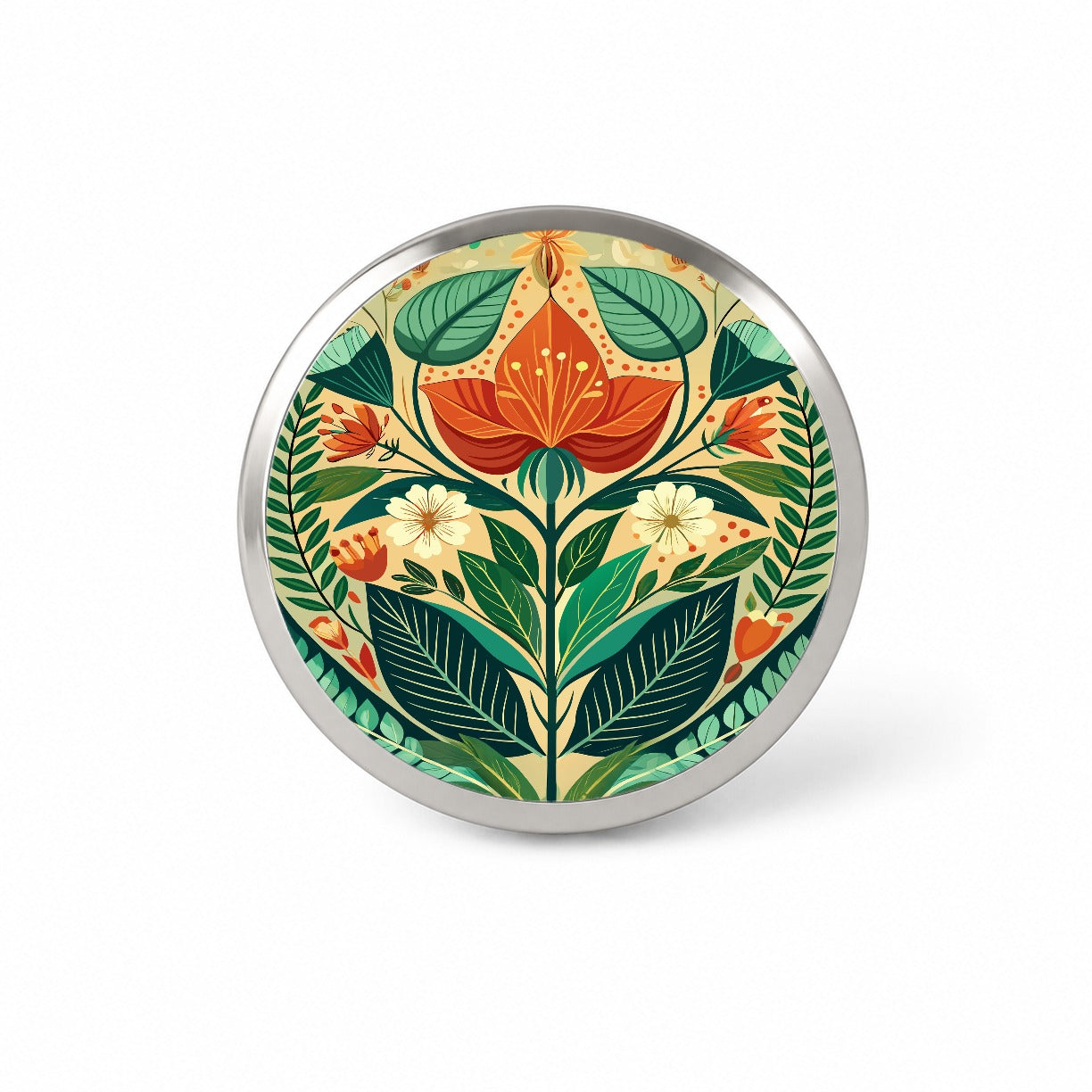 Botanical Floral Art Nouveau Design Novelty Hat Backpack Lapel Pin