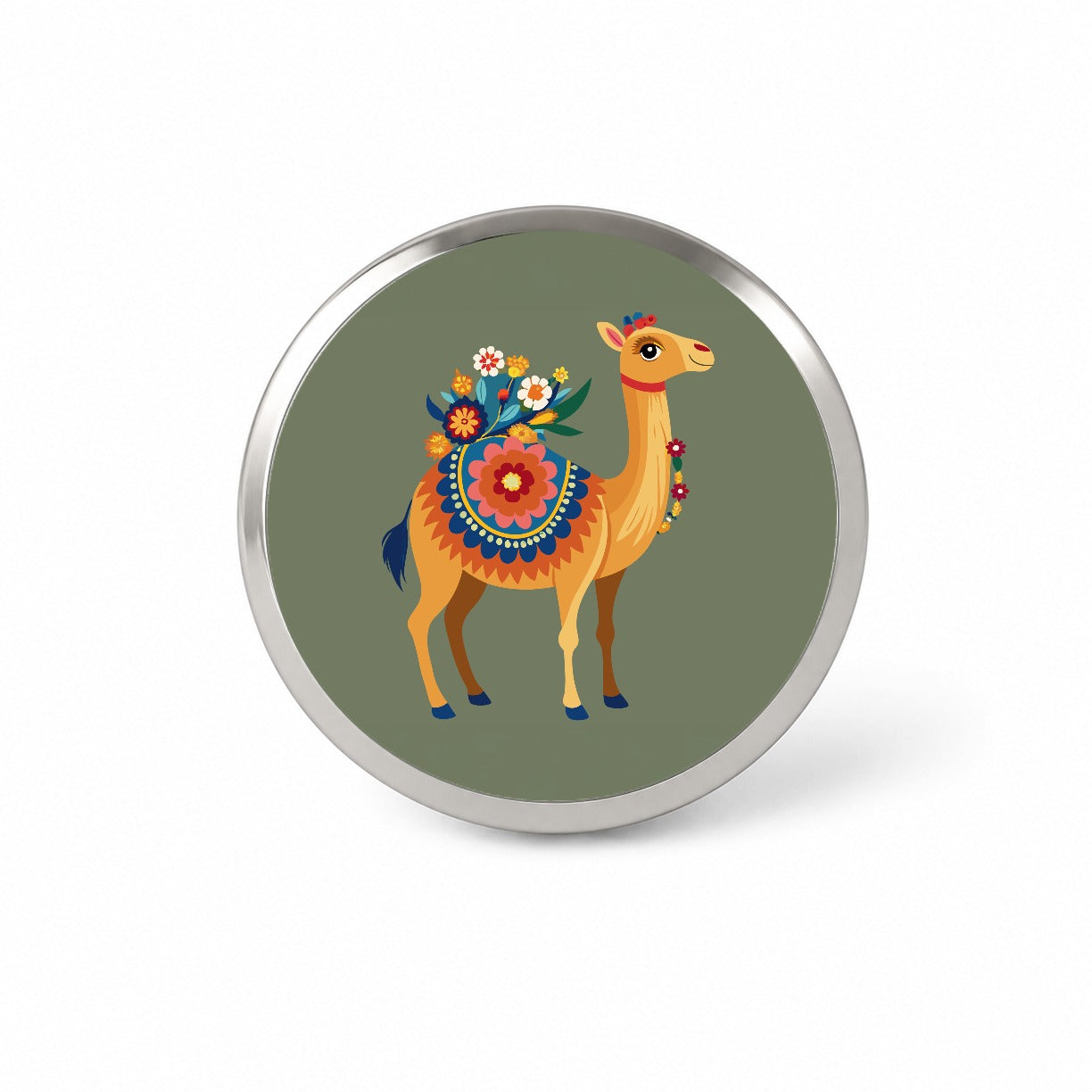 Camel Floral Flowers Novelty Hat Backpack Lapel Pin