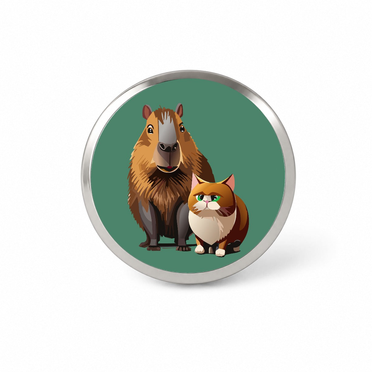 Capybara and Cat Best Friends BFF Cute Novelty Hat Backpack Lapel Pin
