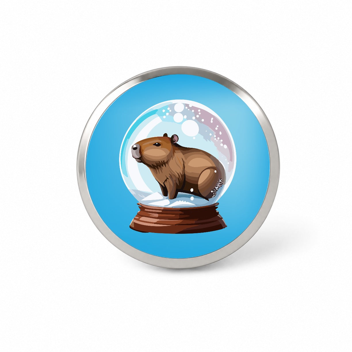 Capybara in a Snow Globe Christmas Novelty Hat Backpack Lapel Pin