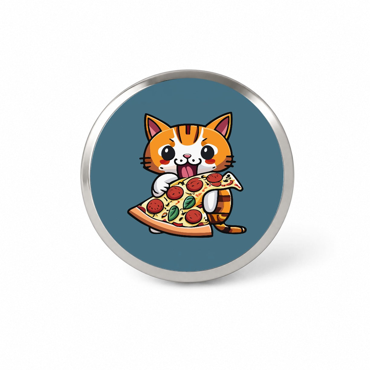 Cat Eating Pizza Funny Novelty Hat Backpack Lapel Pin