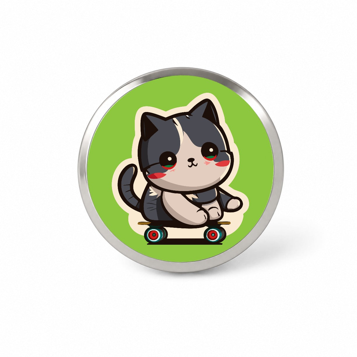 Cat Riding Skateboard Skater Kawaii Cute Novelty Hat Backpack Lapel Pin