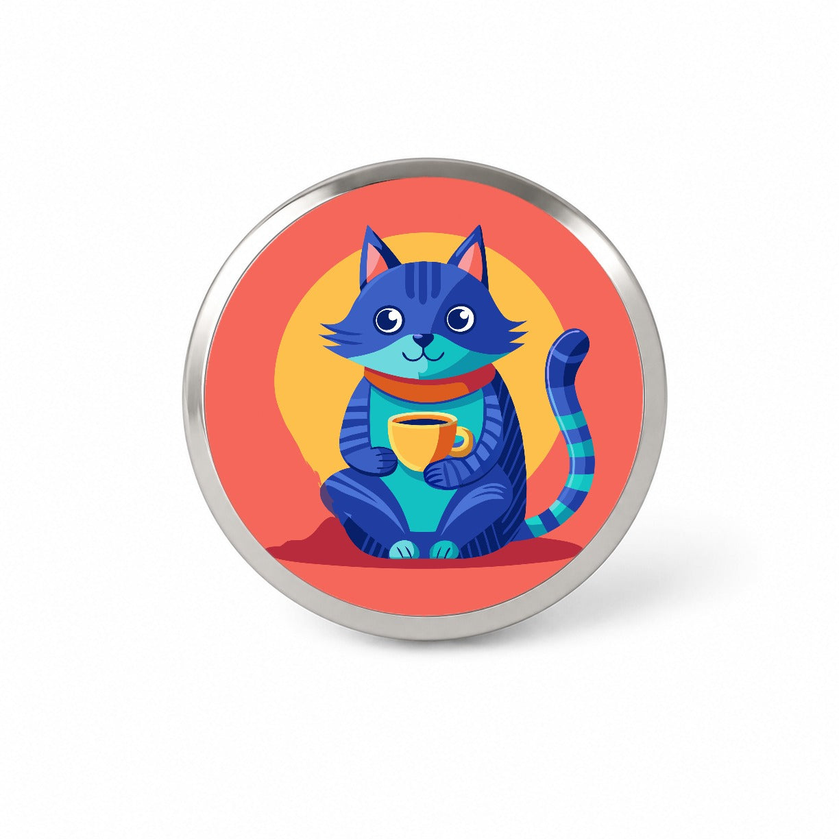 Cat Sipping Tea Novelty Hat Backpack Lapel Pin