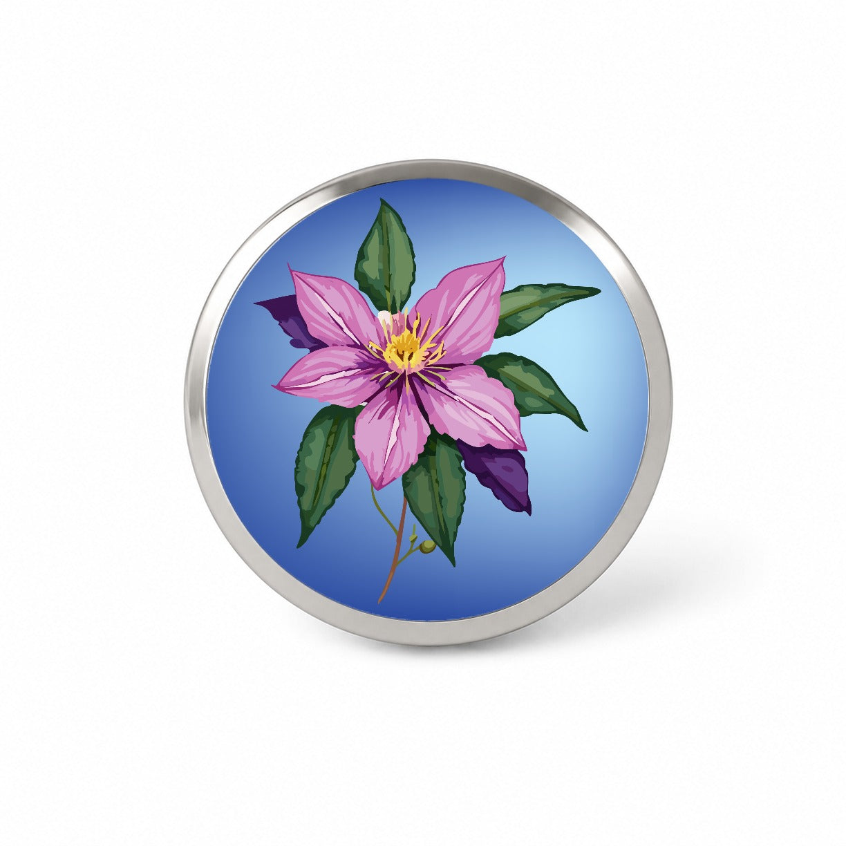 Clematis Flower Purple Watercolor Novelty Hat Backpack Lapel Pin