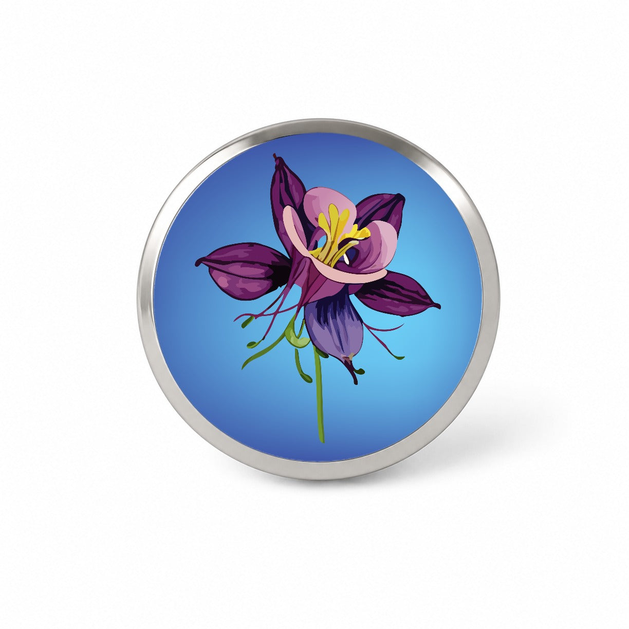 Columbine Flower Watercolor Purple Novelty Hat Backpack Lapel Pin