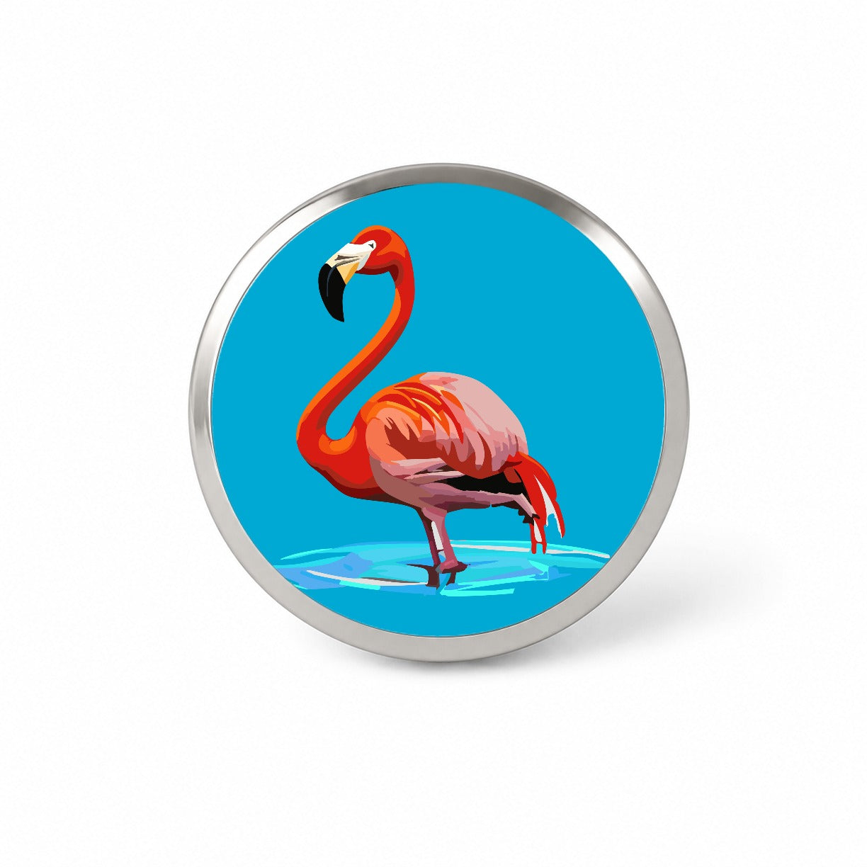 Flamingo Standing in Water Novelty Hat Backpack Lapel Pin