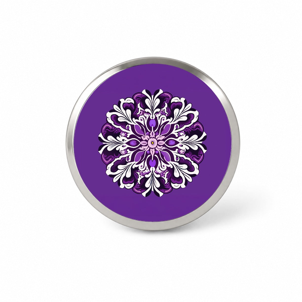 Floral Motif Mandala Purple Beautiful Novelty Hat Backpack Lapel Pin