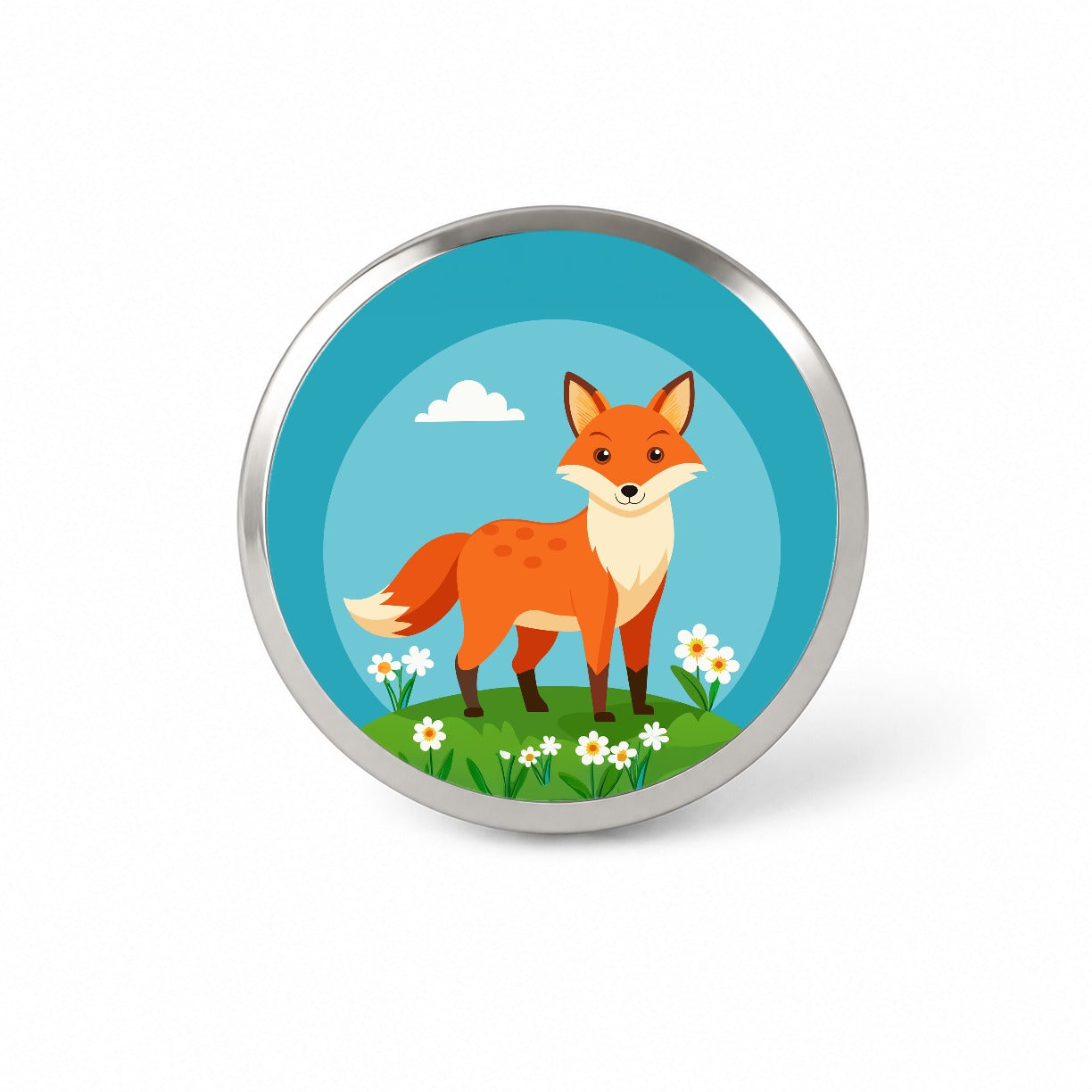 Fox in Meadow Novelty Hat Backpack Lapel Pin
