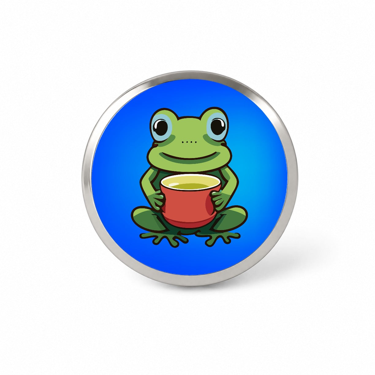Frog Drinking Tea Funny Novelty Hat Backpack Lapel Pin