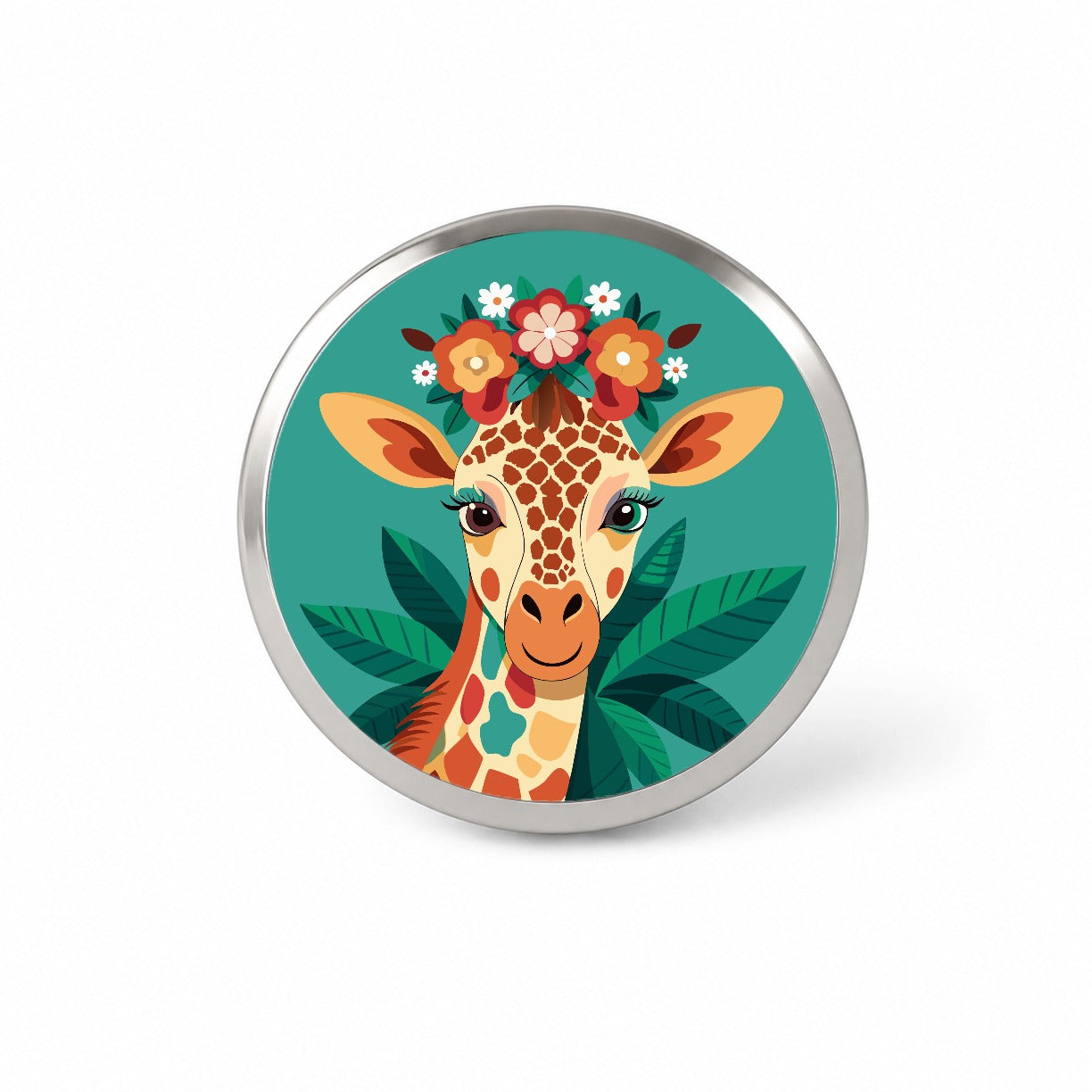 Giraffe Head Floral Flowers Novelty Hat Backpack Lapel Pin