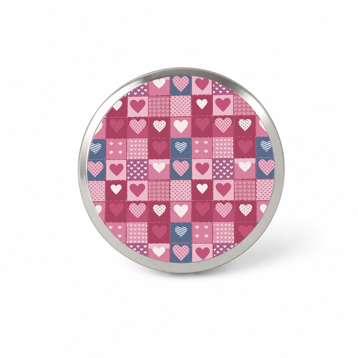 Hearts Quilt Valentines Day Anniversary Love Wedding Pattern Novelty Hat Backpack Lapel Pin