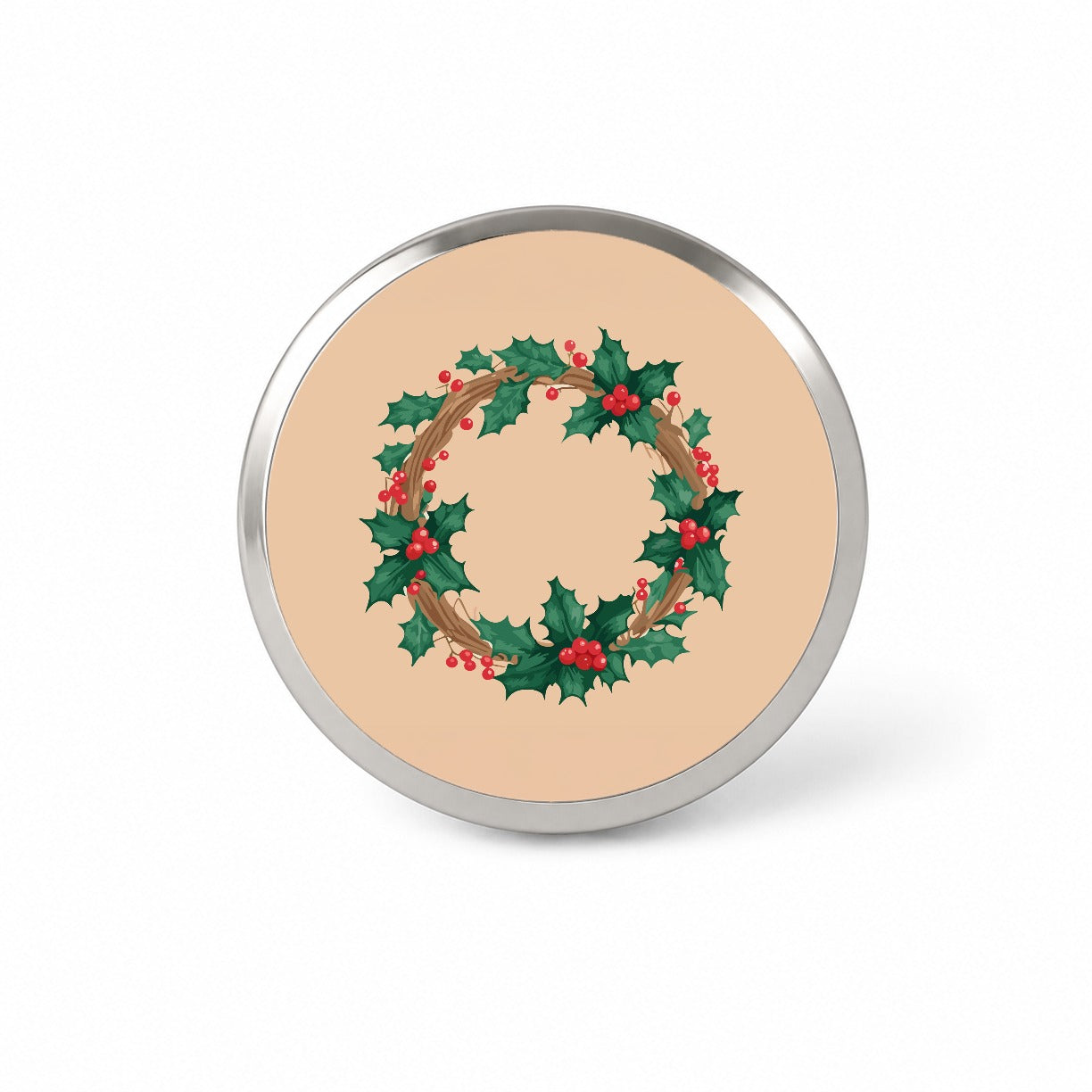 Holly Christmas Wreath Watercolor Novelty Hat Backpack Lapel Pin