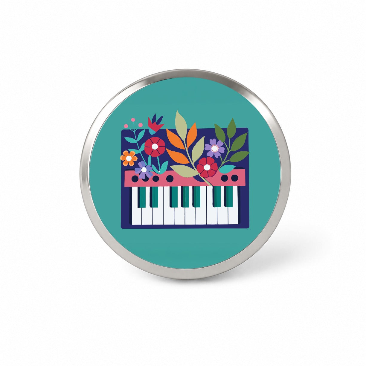 Keyboard Piano Music Floral Motif Novelty Hat Backpack Lapel Pin