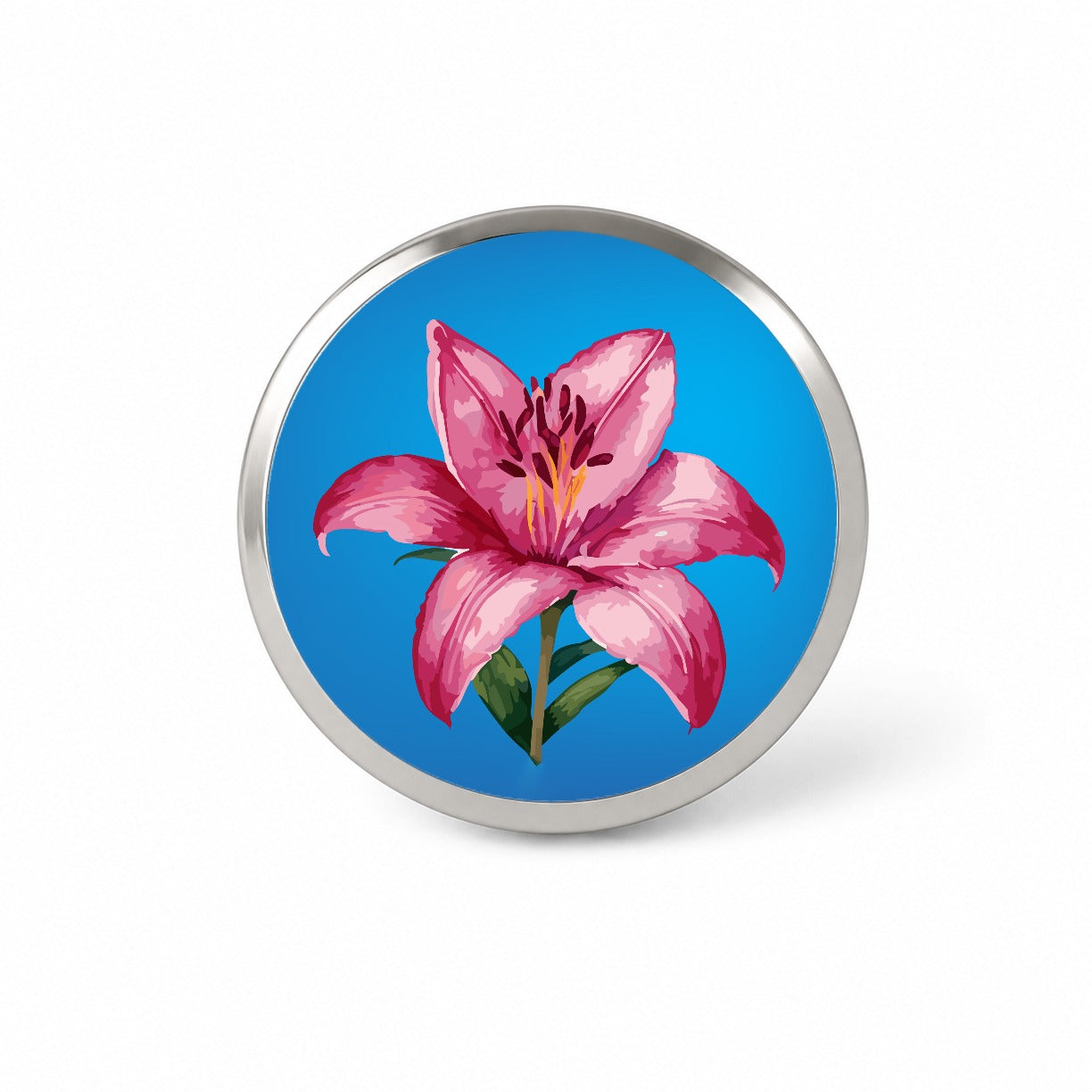 Lily Pink Flower Novelty Hat Backpack Lapel Pin
