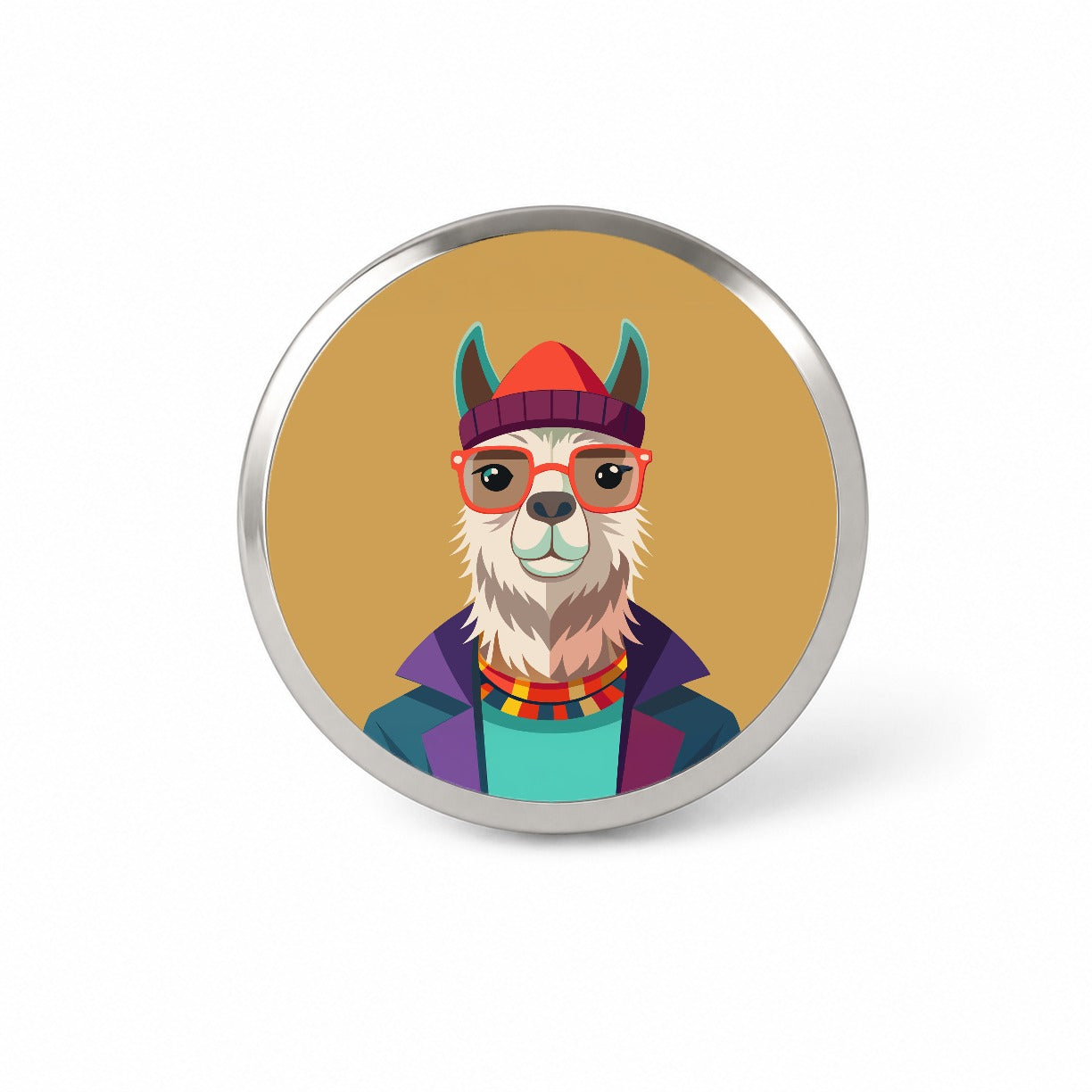 Llama Hipster Funny Wearing Glasses Hat Novelty Hat Backpack Lapel Pin
