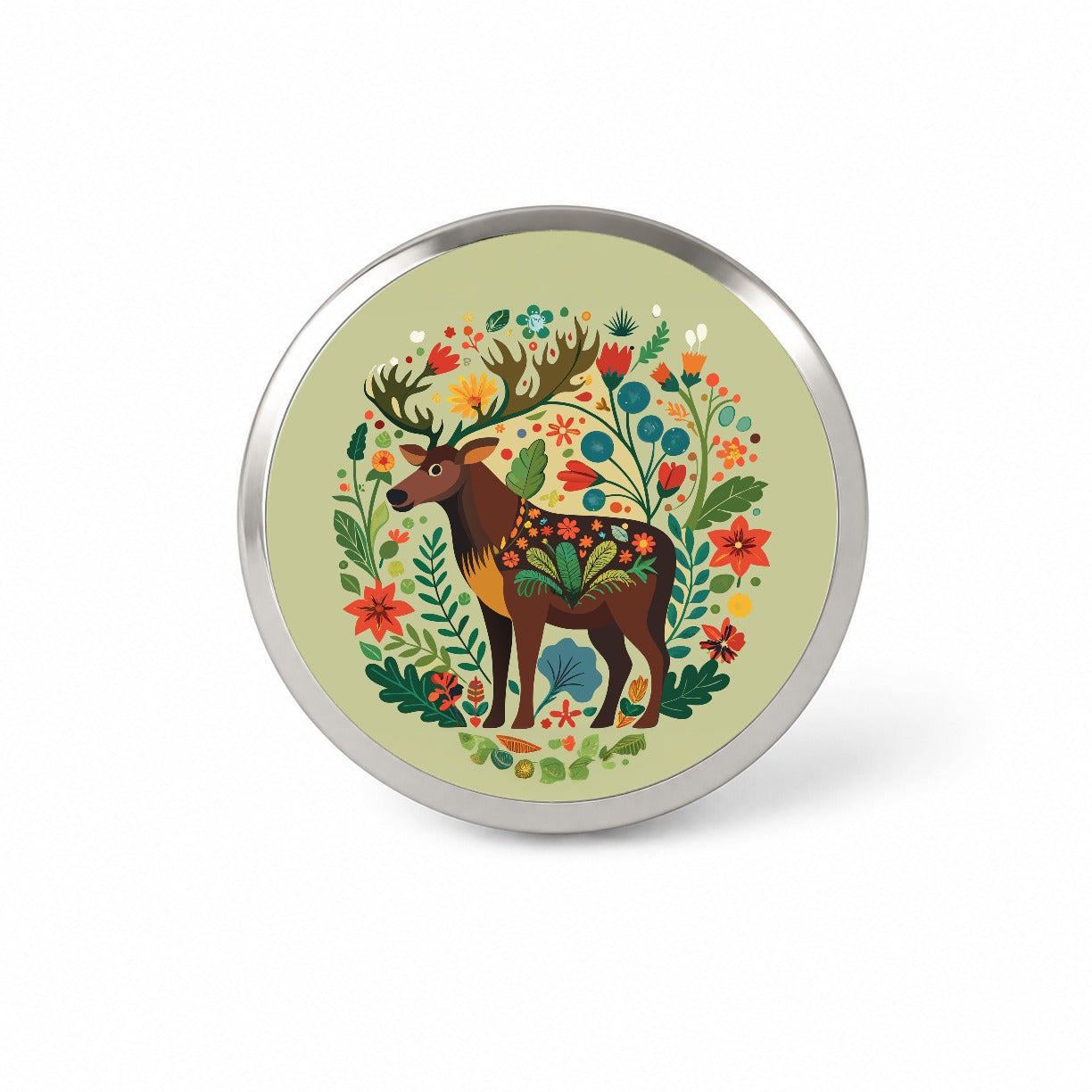Moose Floral Flowers Novelty Hat Backpack Lapel Pin