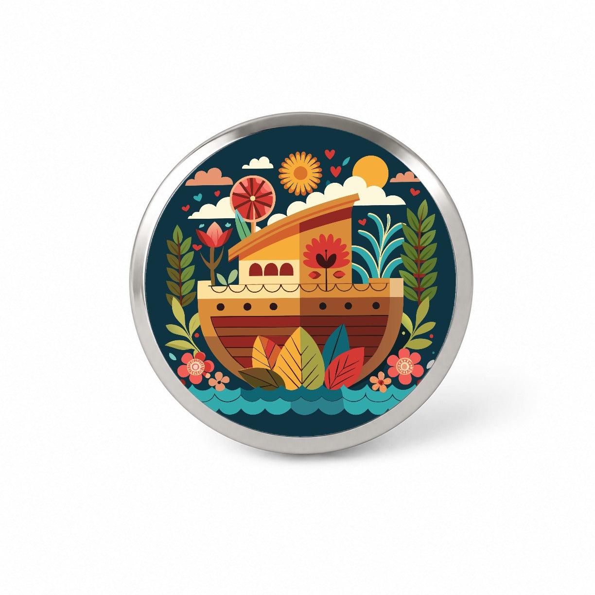 Noah's Ark Floral Bible Story Novelty Hat Backpack Lapel Pin
