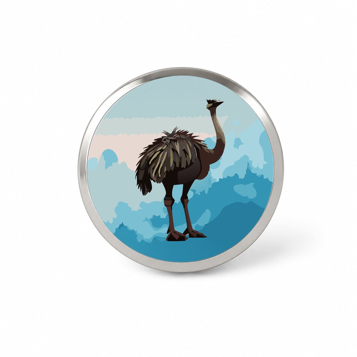 Ostrich Large Bird Standing Novelty Hat Backpack Lapel Pin