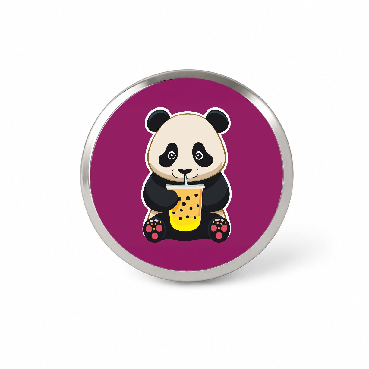 Panda Drinking Boba Bubble Tea Novelty Hat Backpack Lapel Pin