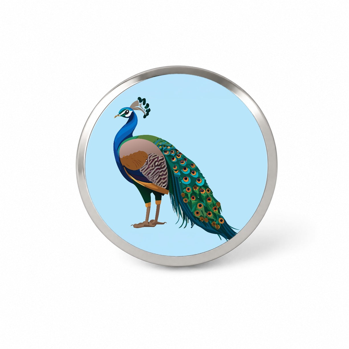 Peacock Indian Peafowl Profile Novelty Hat Backpack Lapel Pin