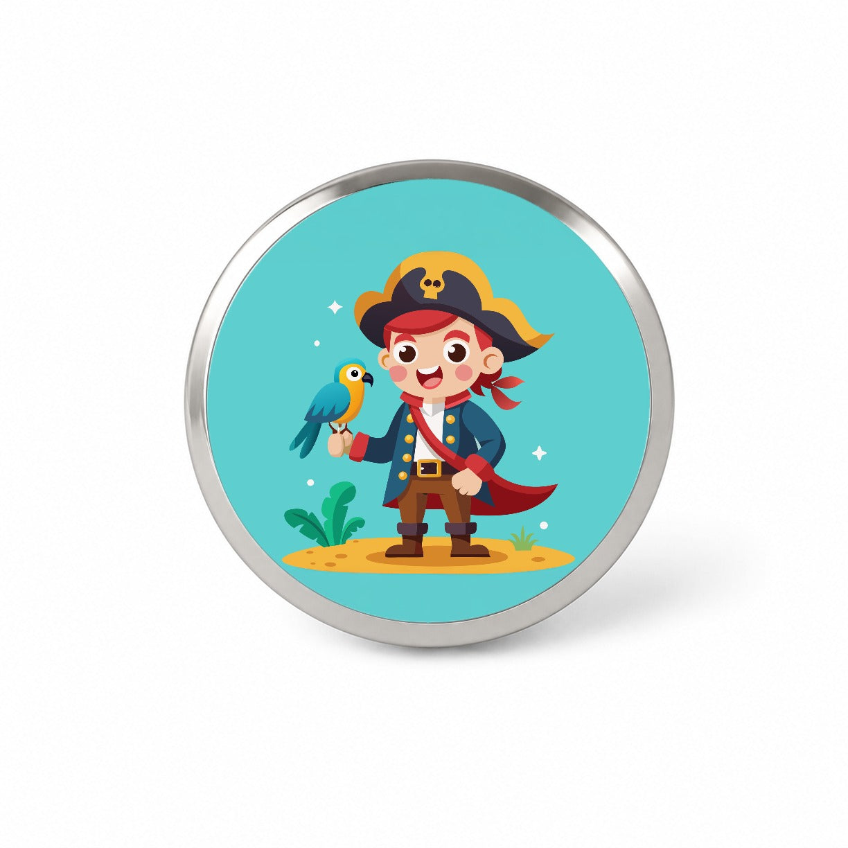 Pirate with Parrot Cute Novelty Hat Backpack Lapel Pin