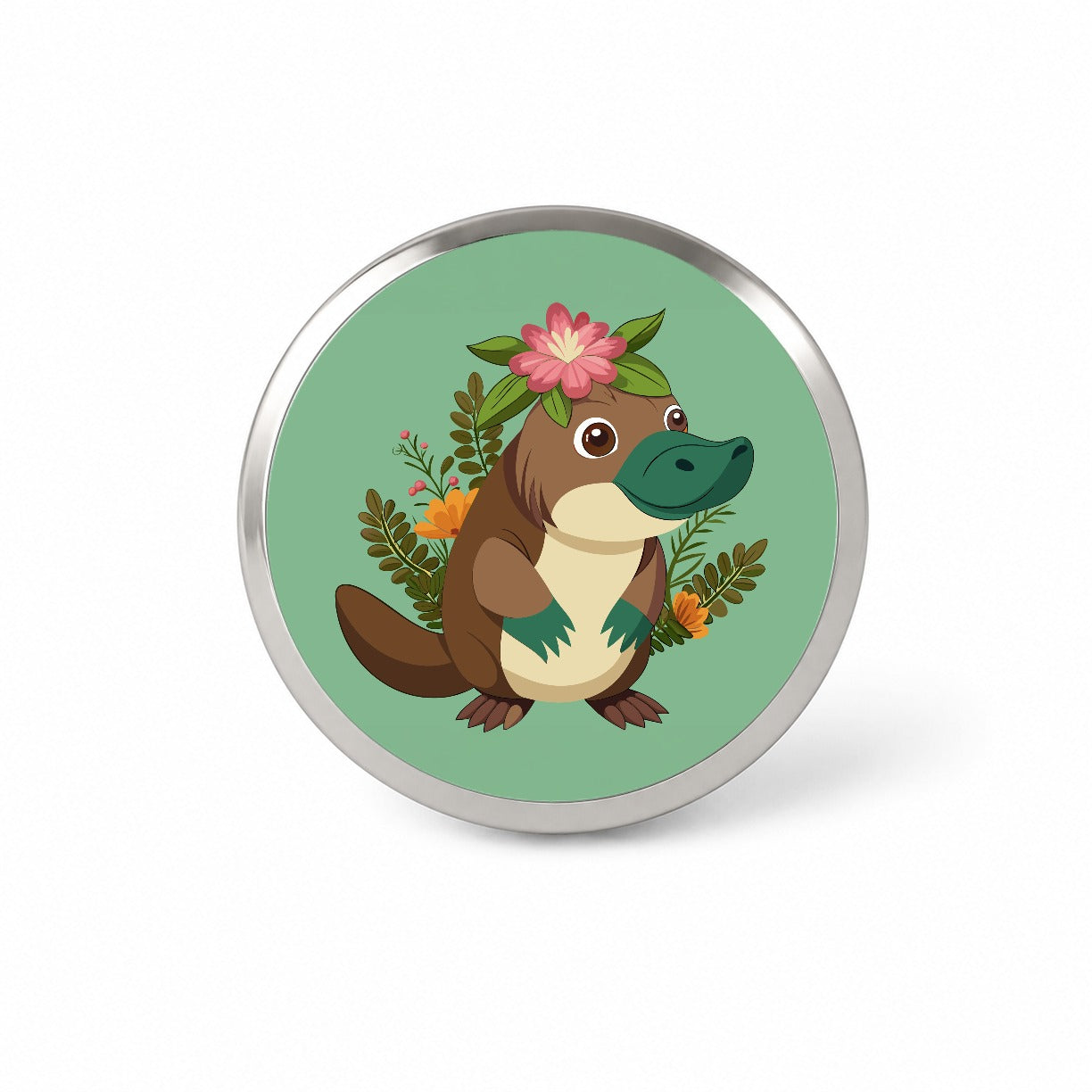 Platypus Floral Flowers Novelty Hat Backpack Lapel Pin