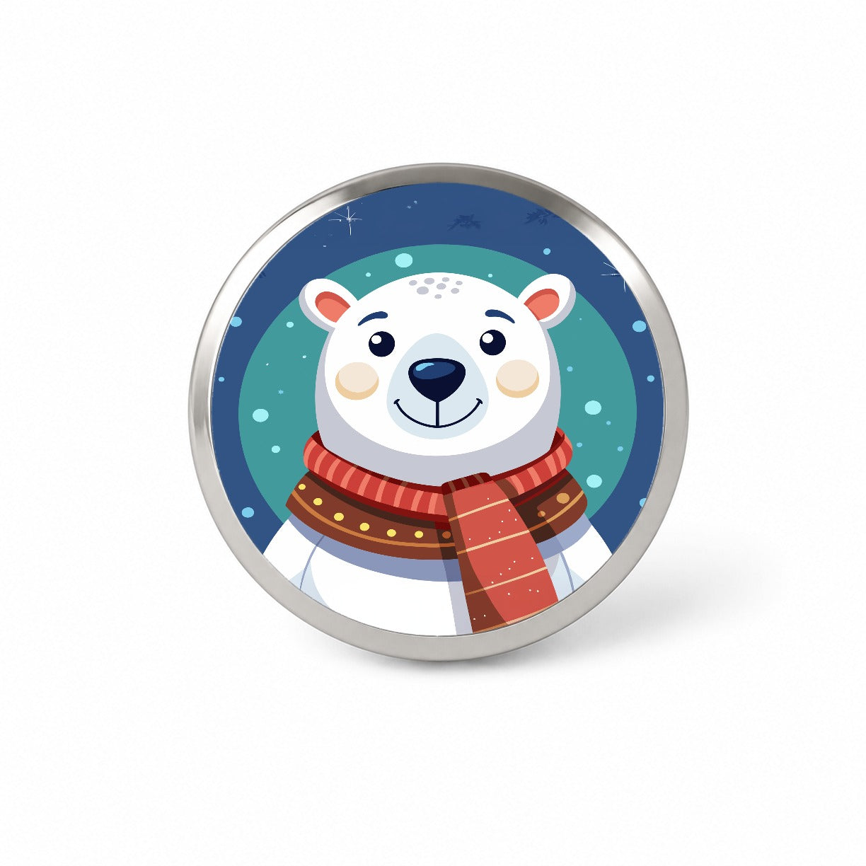 Polar Bear Wearing Winter Scarf Novelty Hat Backpack Lapel Pin