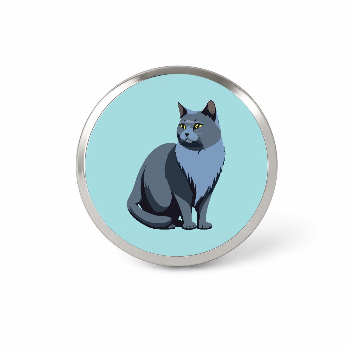 Russian Blue Cat Sitting Novelty Hat Backpack Lapel Pin