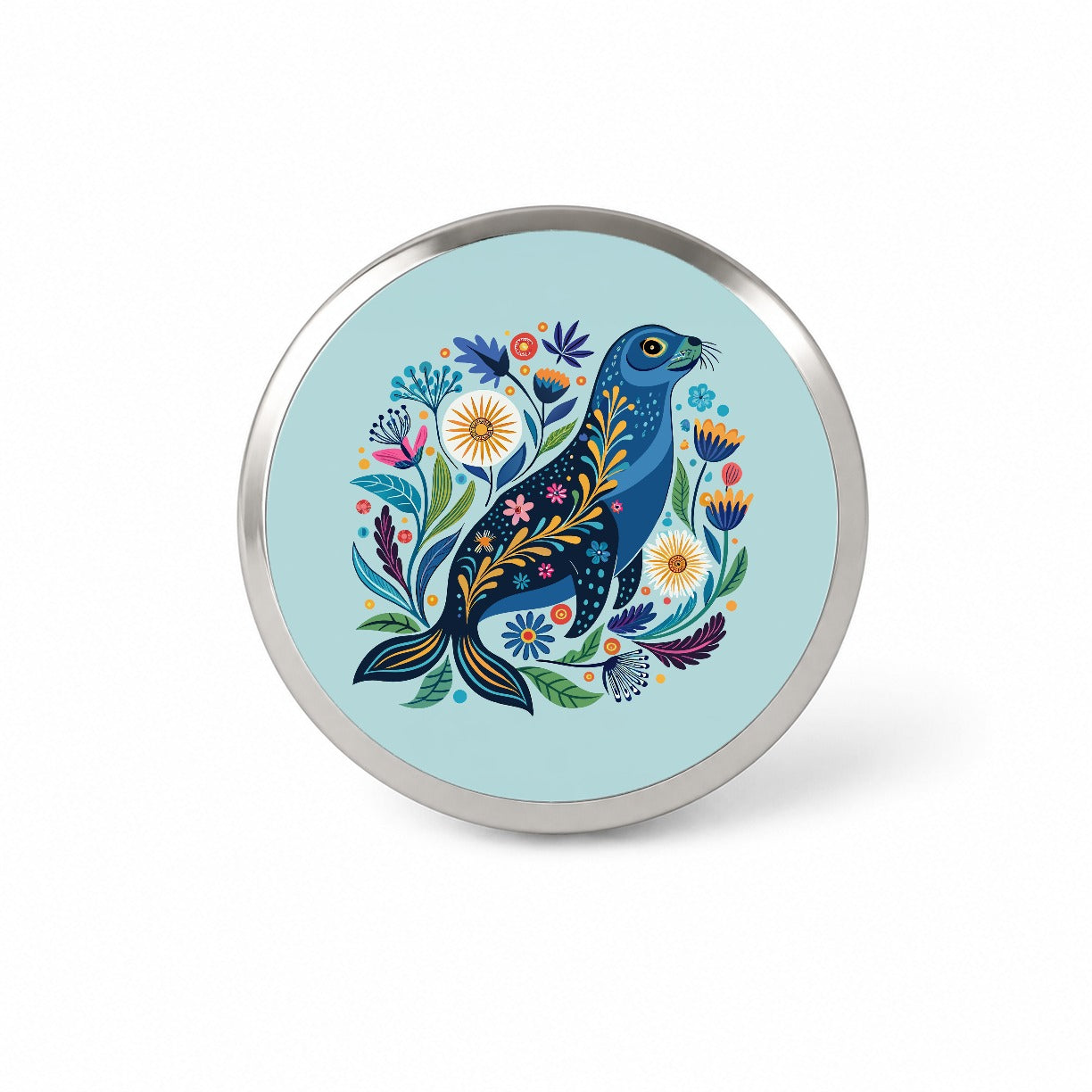 Sea Lion Floral Flowers Novelty Hat Backpack Lapel Pin