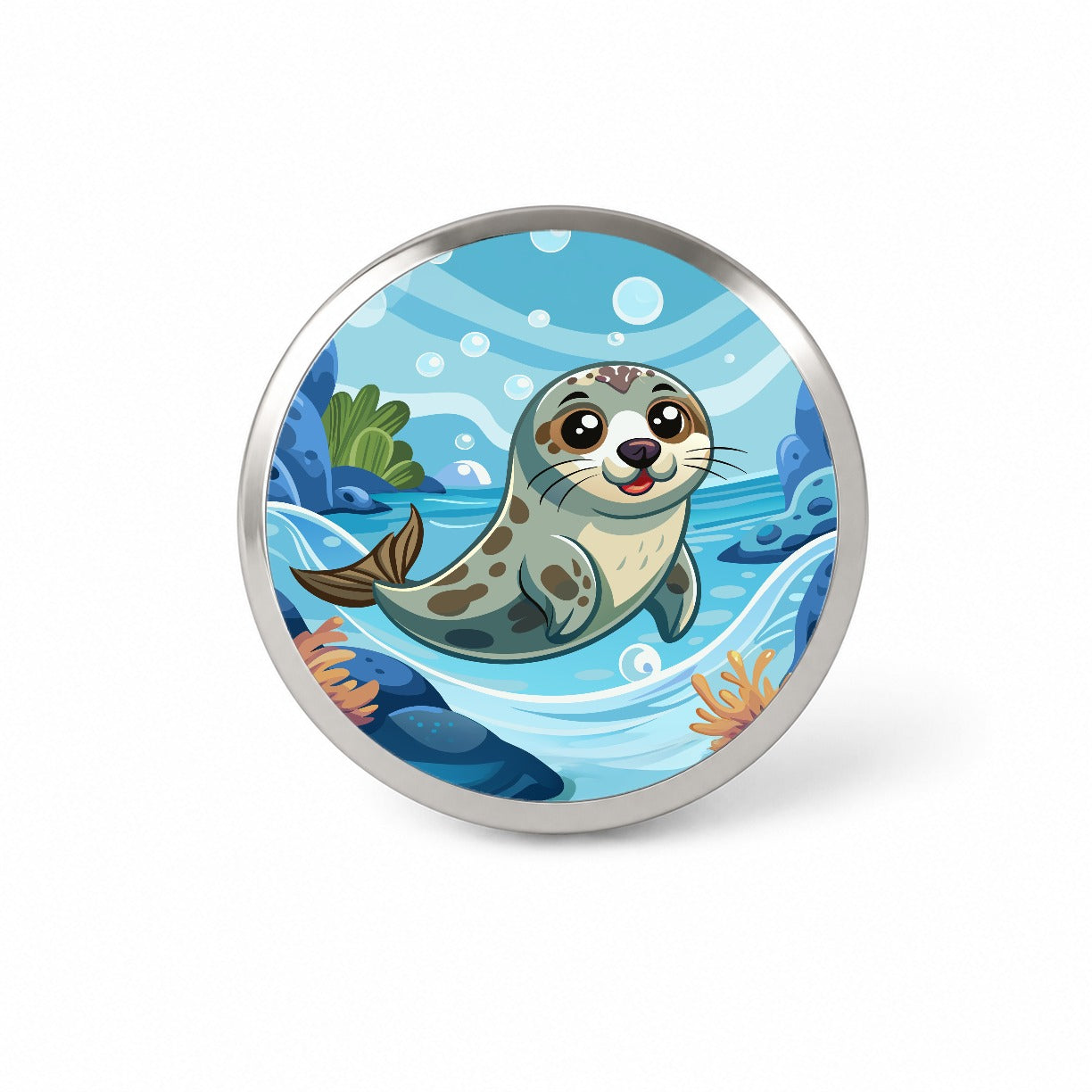 Seal in Water Cute Novelty Hat Backpack Lapel Pin