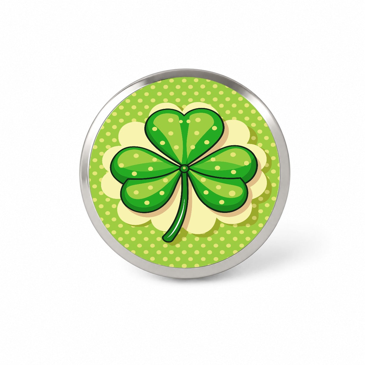 Shamrock on Polka Dot Background Saint Patrick's Day Novelty Hat Backpack Lapel Pin