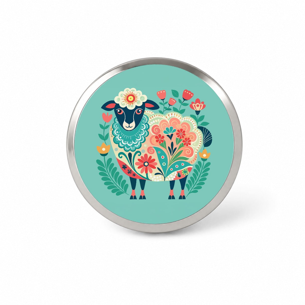 Sheep Floral Flowers Novelty Hat Backpack Lapel Pin