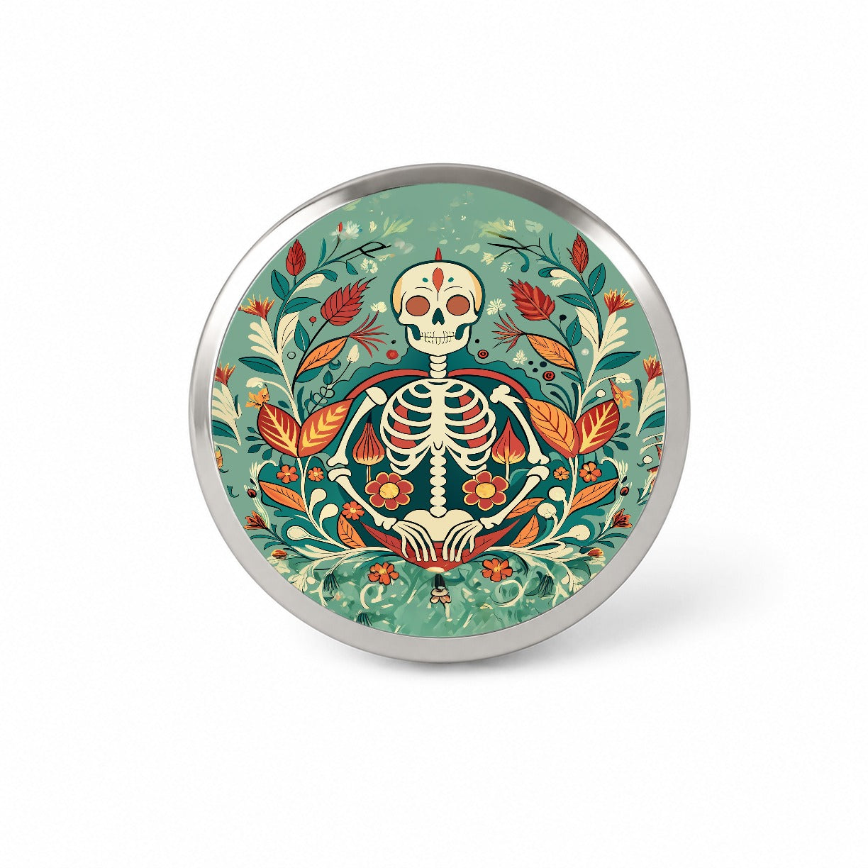 Skeleton Floral Art Nouveau Flowers Elegant Novelty Hat Backpack Lapel Pin
