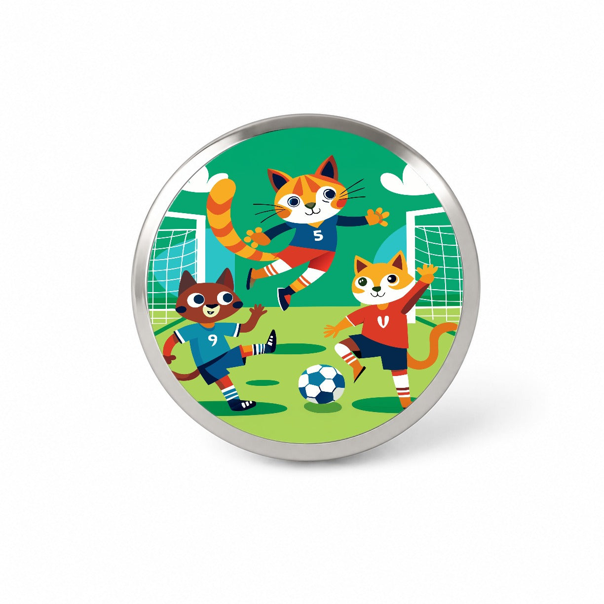 Soccer Cats Playing Ball Field Novelty Hat Backpack Lapel Pin