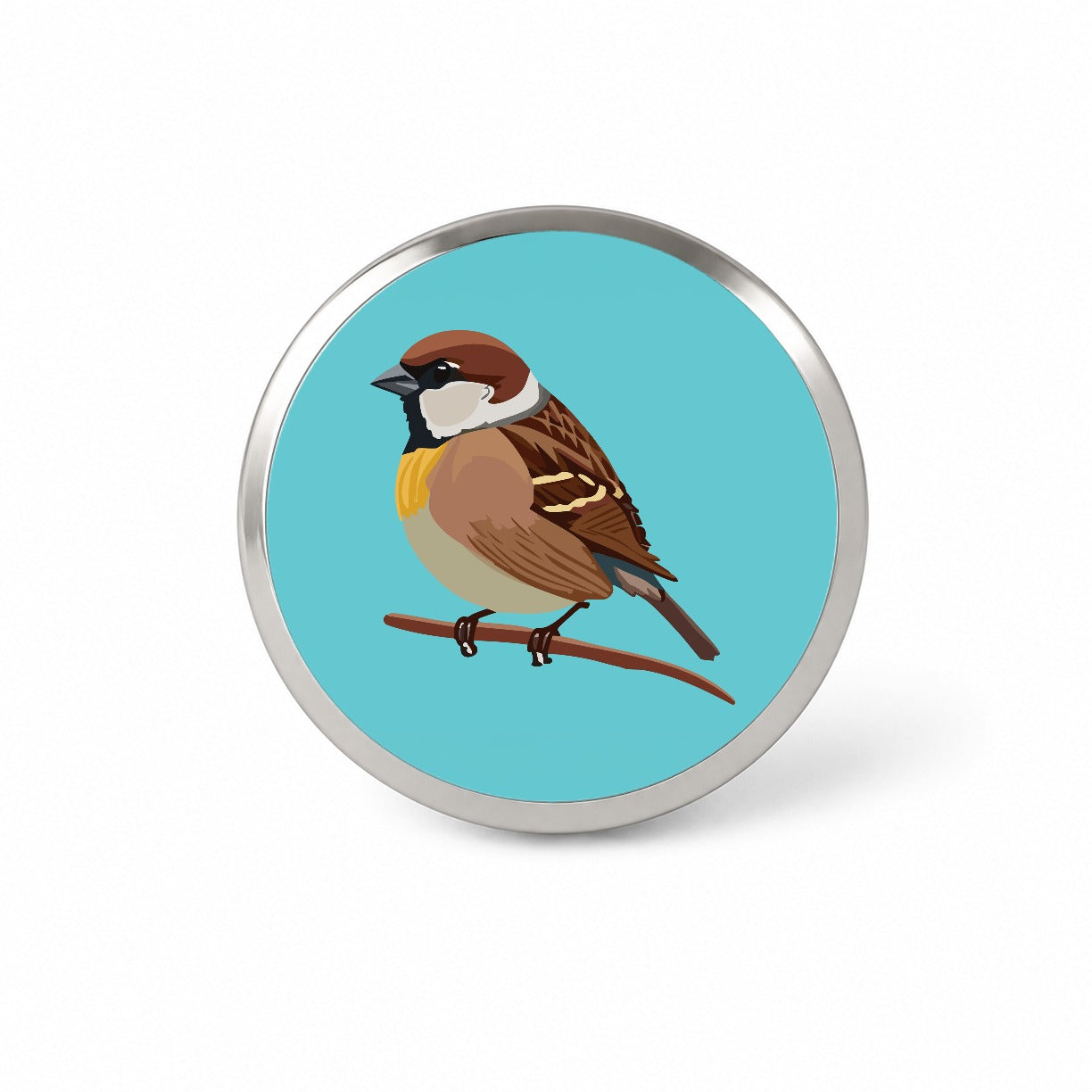 Sparrow Bird on Branch Novelty Hat Backpack Lapel Pin