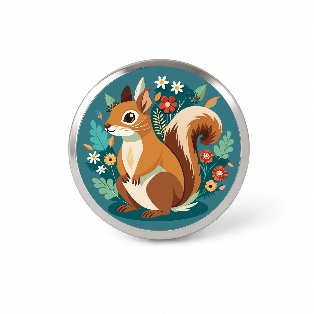 Squirrel Floral Flowers Novelty Hat Backpack Lapel Pin