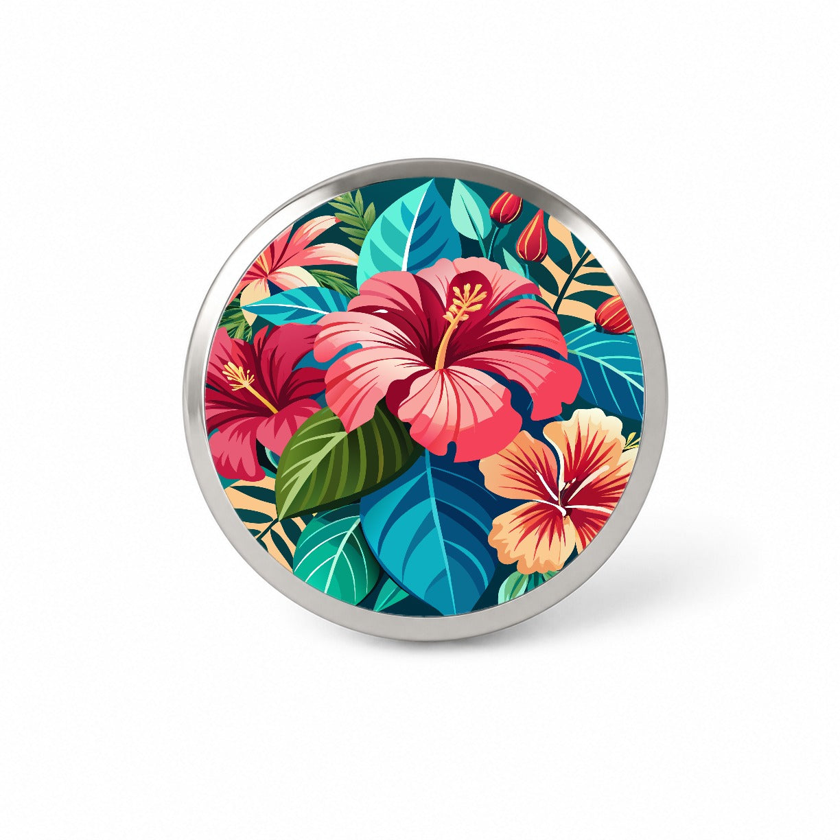 Tropical Flowers Hibiscus Novelty Hat Backpack Lapel Pin