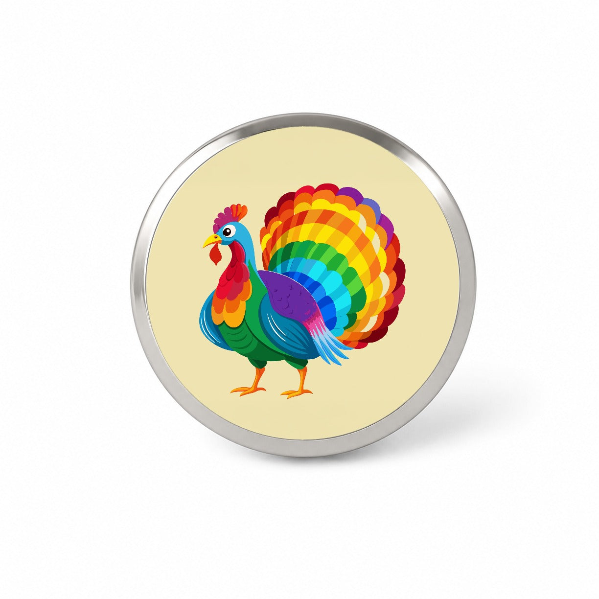 Turkey Rainbow Colored Thanksgiving Novelty Hat Backpack Lapel Pin