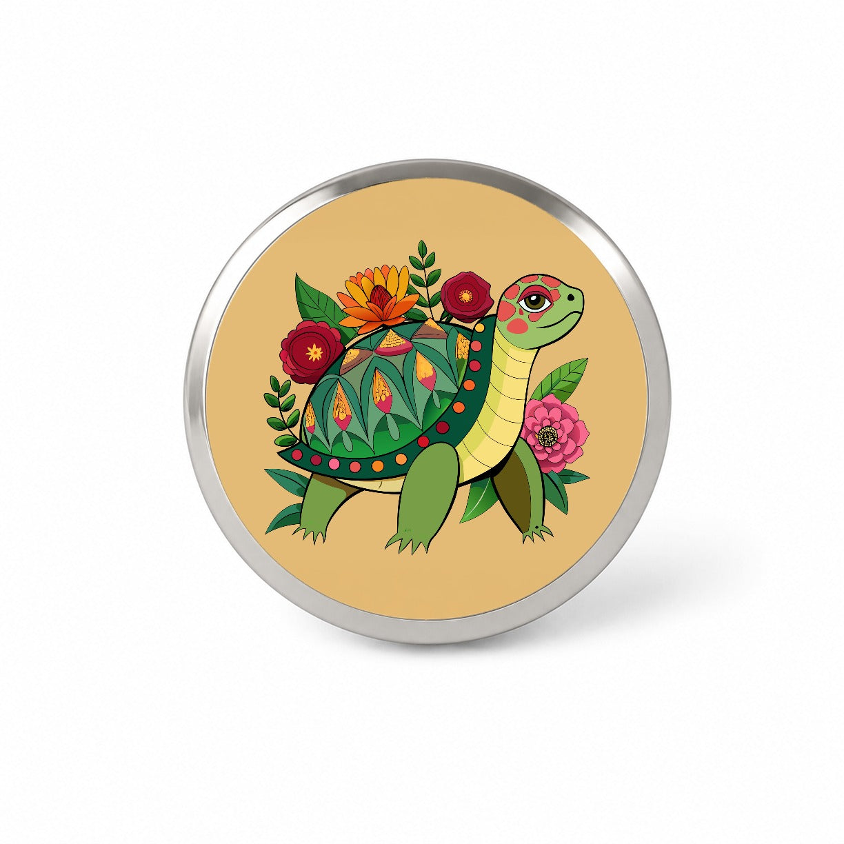 Turtle Floral Flowers Novelty Hat Backpack Lapel Pin
