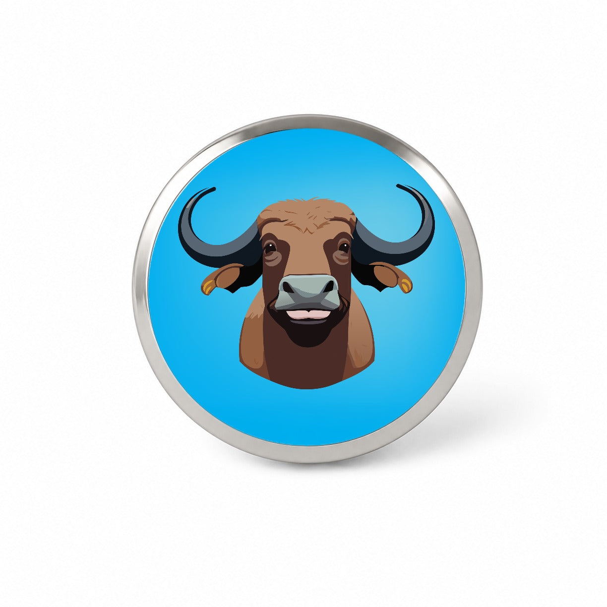 Water Buffalo Smiling Novelty Hat Backpack Lapel Pin
