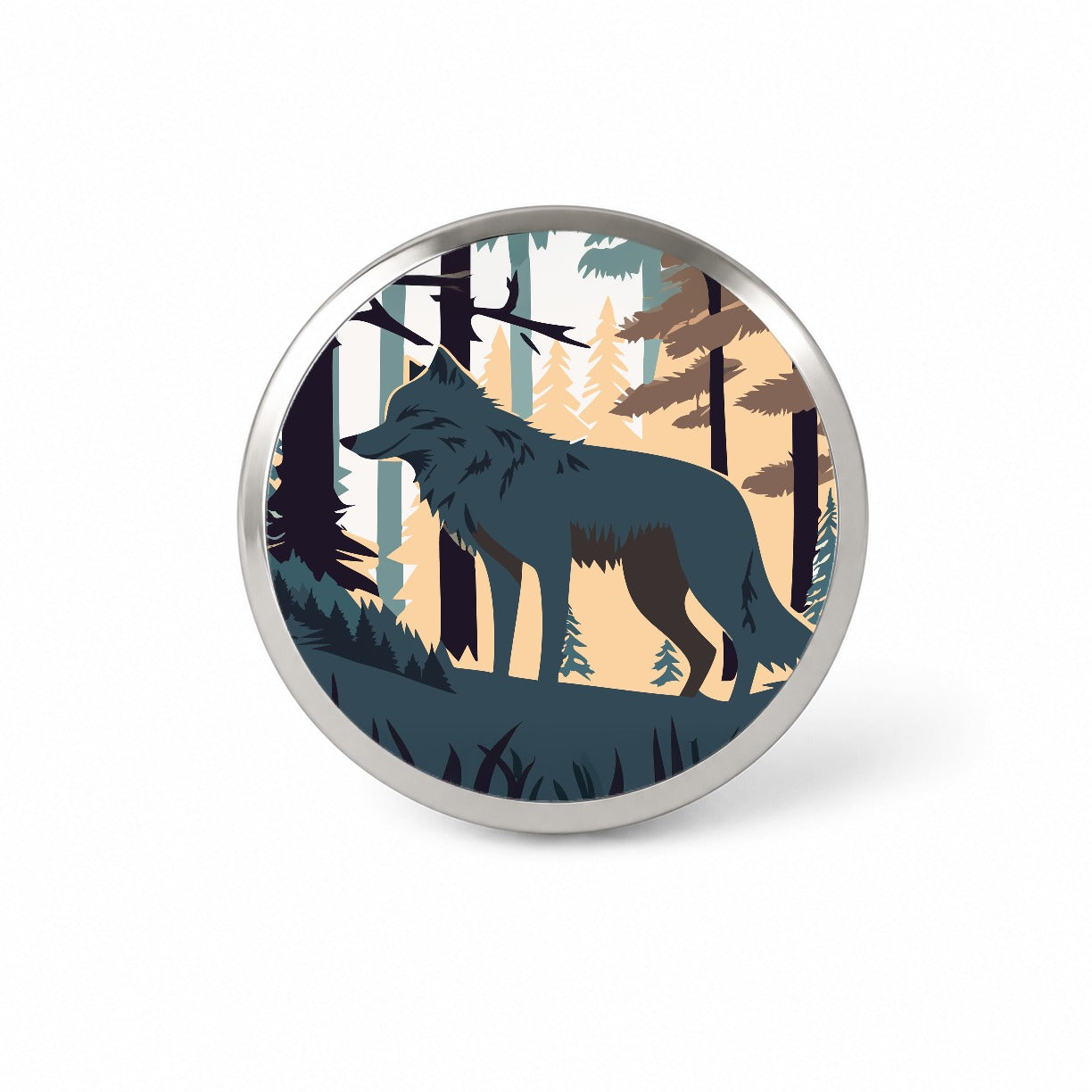 Wolf Gray in Forest Novelty Hat Backpack Lapel Pin