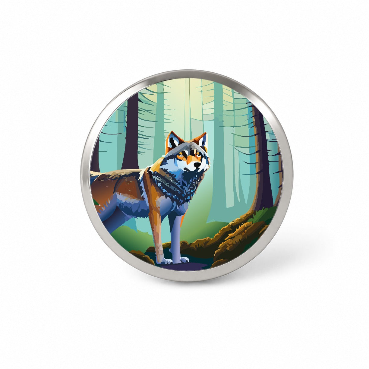 Wolf in Forest Woodland Wilderness Novelty Hat Backpack Lapel Pin