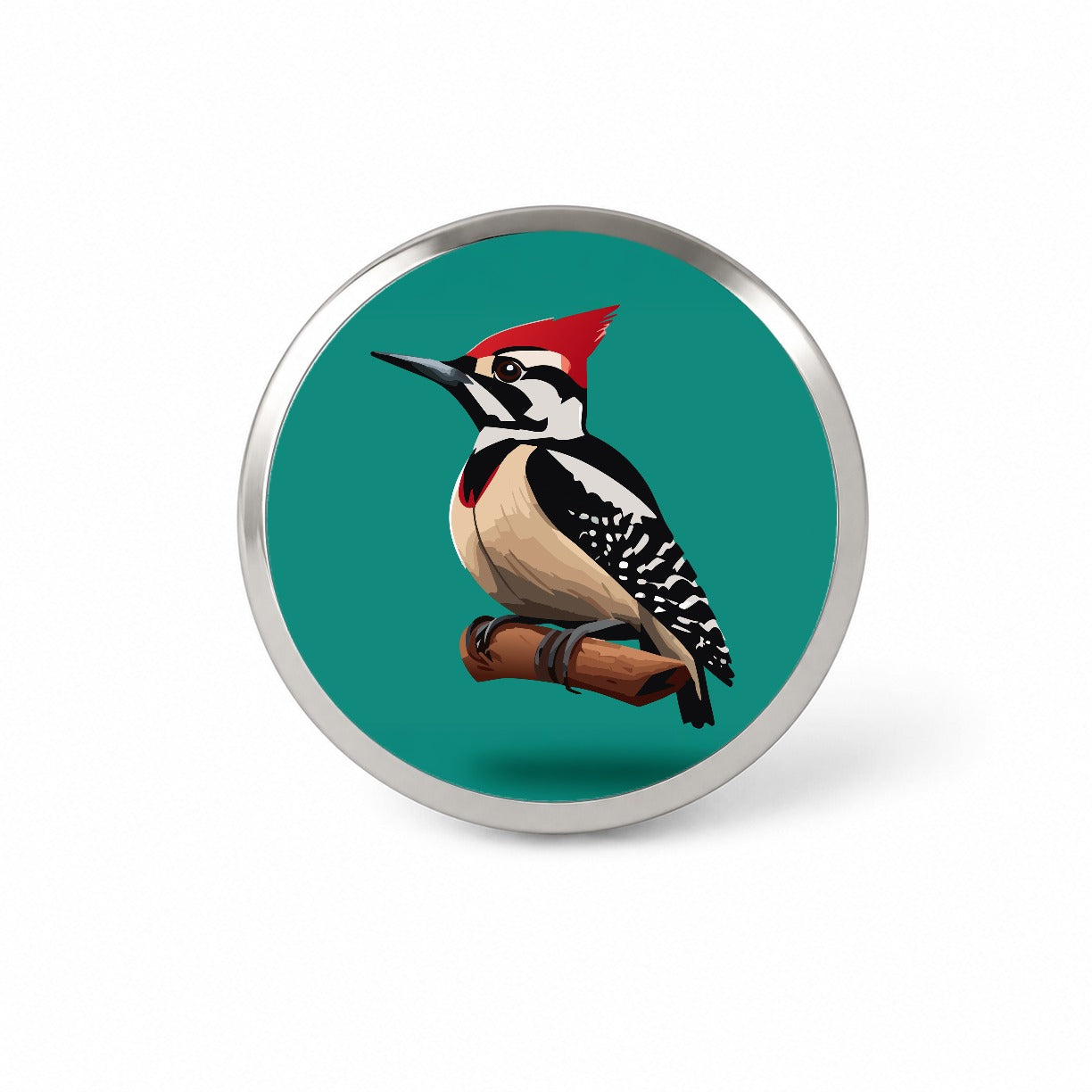 Woodpecker Bird on Branch Novelty Hat Backpack Lapel Pin