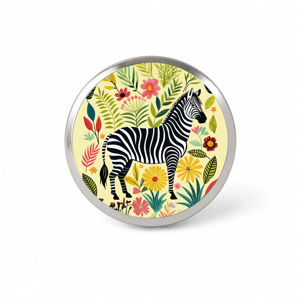 Zebra Floral Flowers Motif Novelty Hat Backpack Lapel Pin
