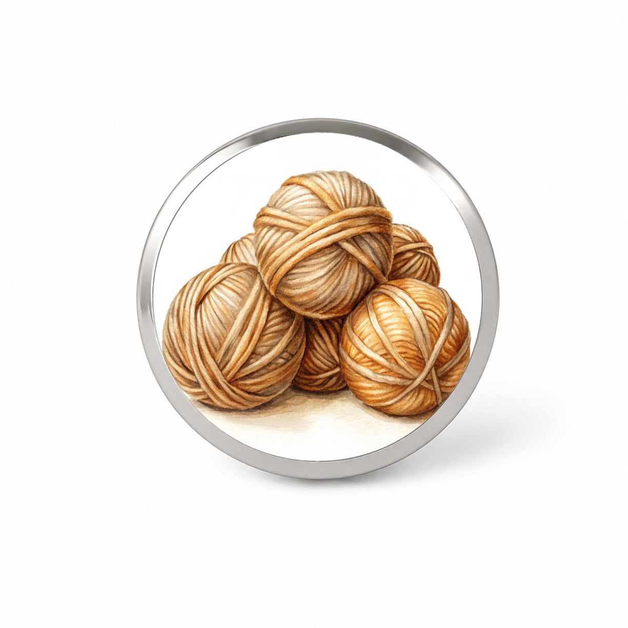 Balls Of Tan Yarn Knitting Crochet Watercolor Novelty Hat Backpack Lapel Pin