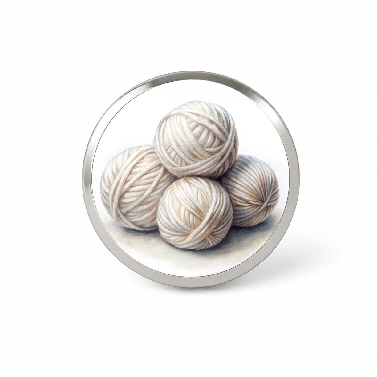 Balls Of White Yarn Knitting Crochet Watercolor Novelty Hat Backpack Lapel Pin