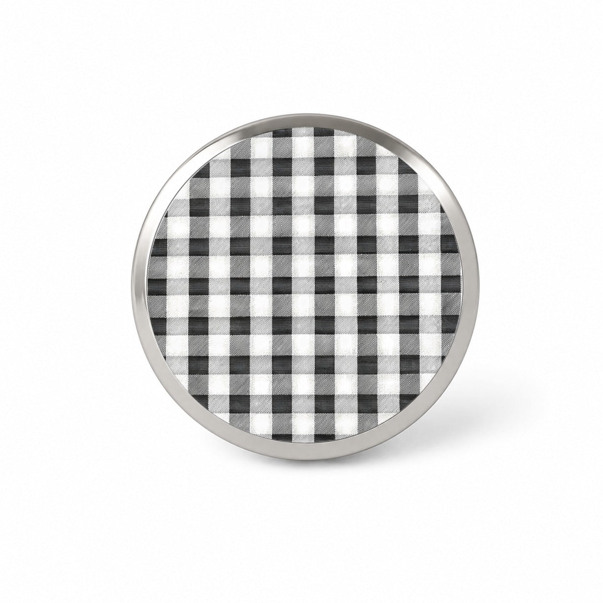 Black White Gingham Watercolor Novelty Hat Backpack Lapel Pin